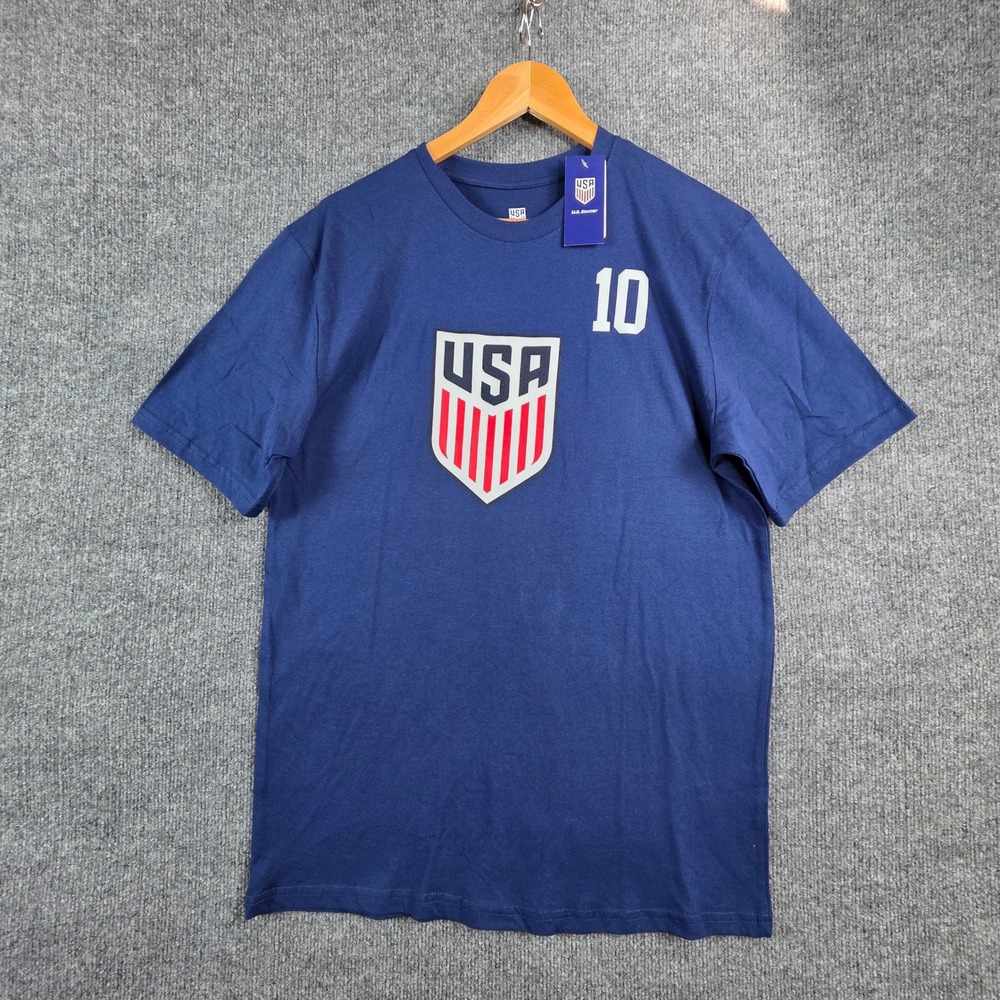 NEW US Soccer Christian Pulisic 10 Navy Blue T-Shirt Mens Medium